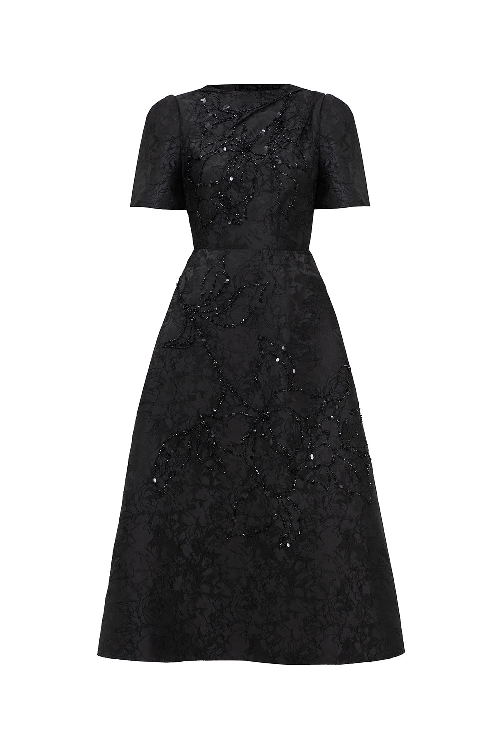 Pearl A-line Bead Jacquard Midi Dress