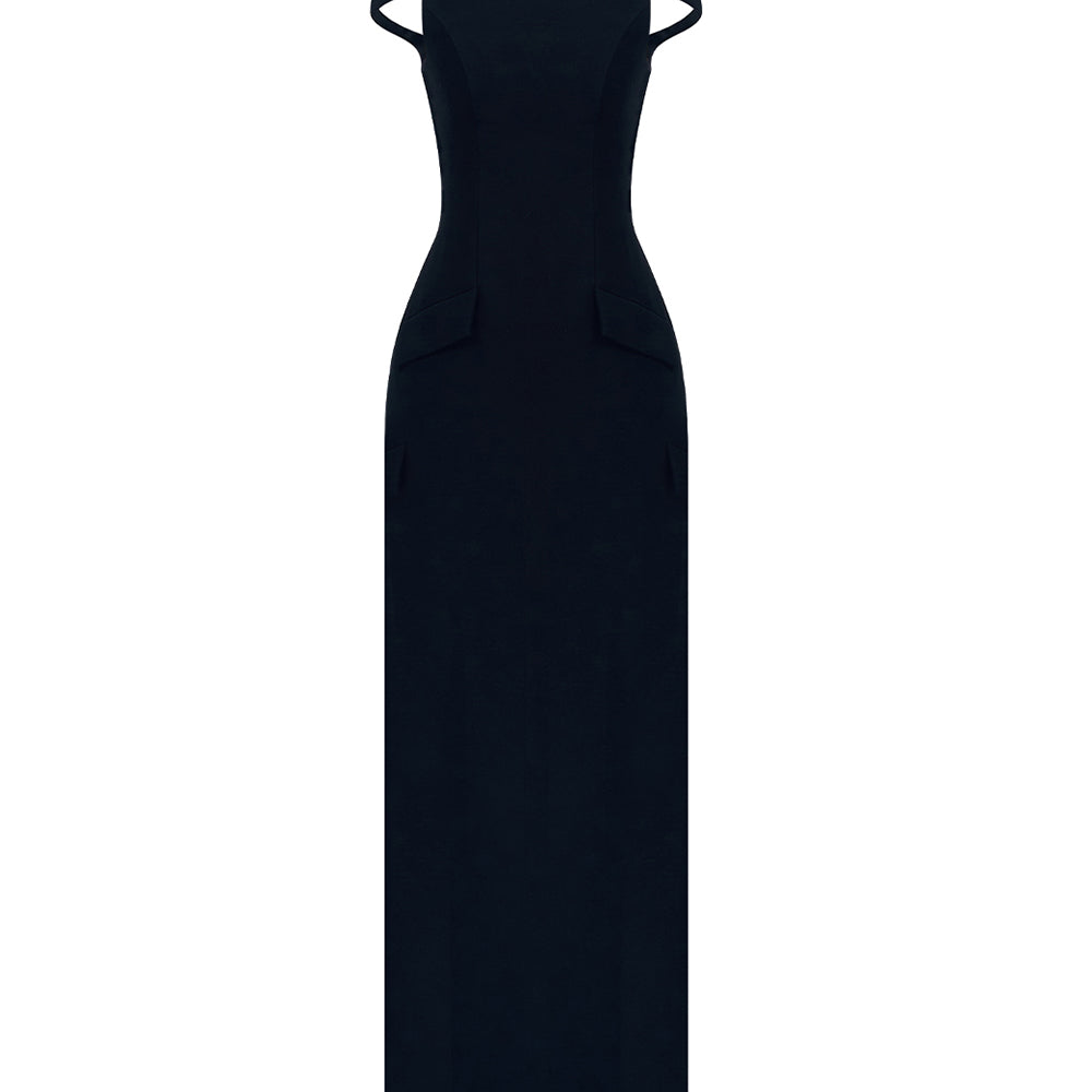 Black Pearl Beaded Maxi Dress