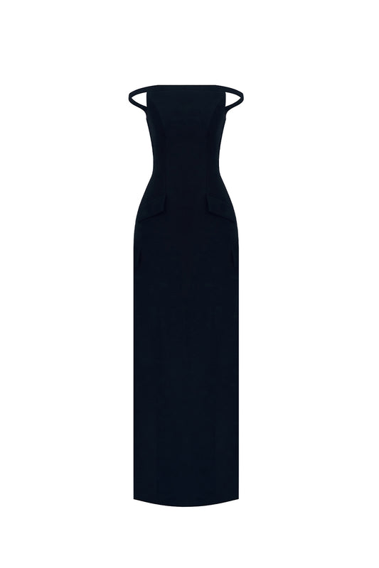 Black Pearl Beaded Maxi Dress