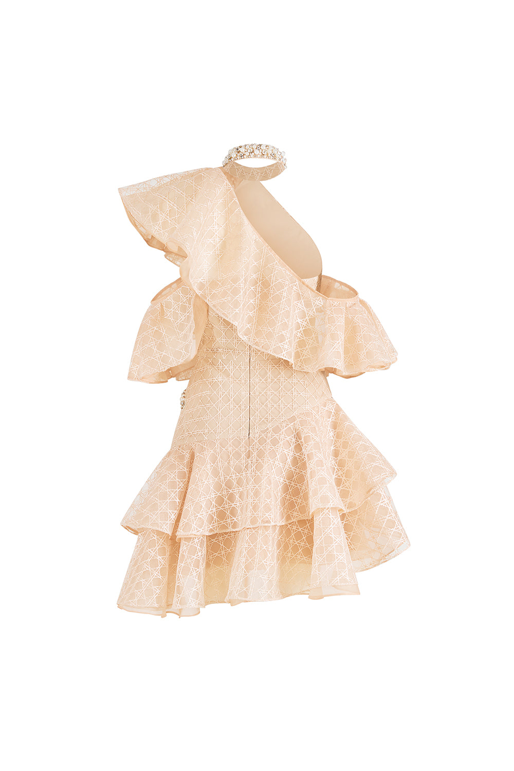 Zinnelle Asymmetric Ruffle Layer Organza Mini Dress