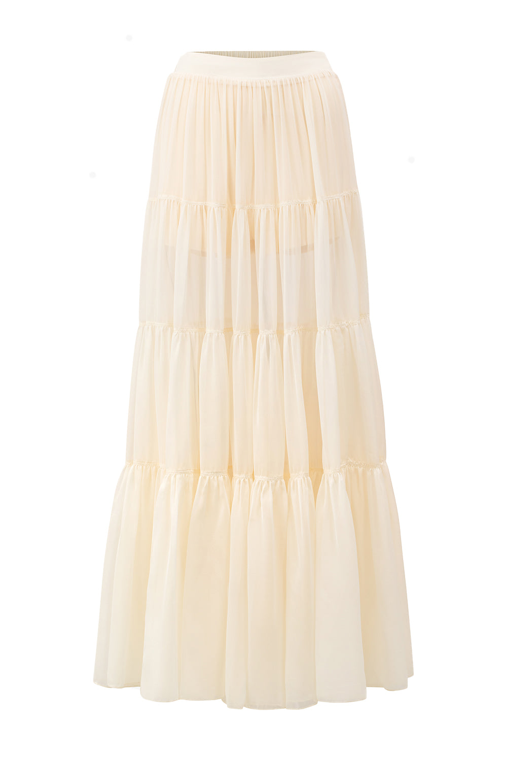 Viorein A-line Tiered Georgette Maxi Skirt