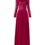 Fleuris A-line Long Sleeved Satin Floor Length Dress