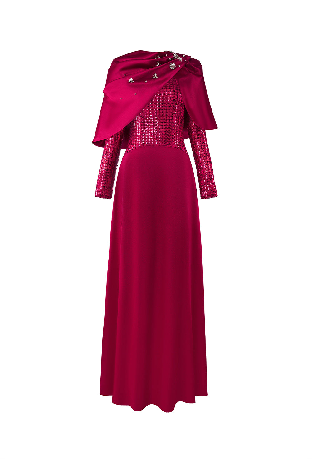 Fleuris Cropped Pleated Satin Cape