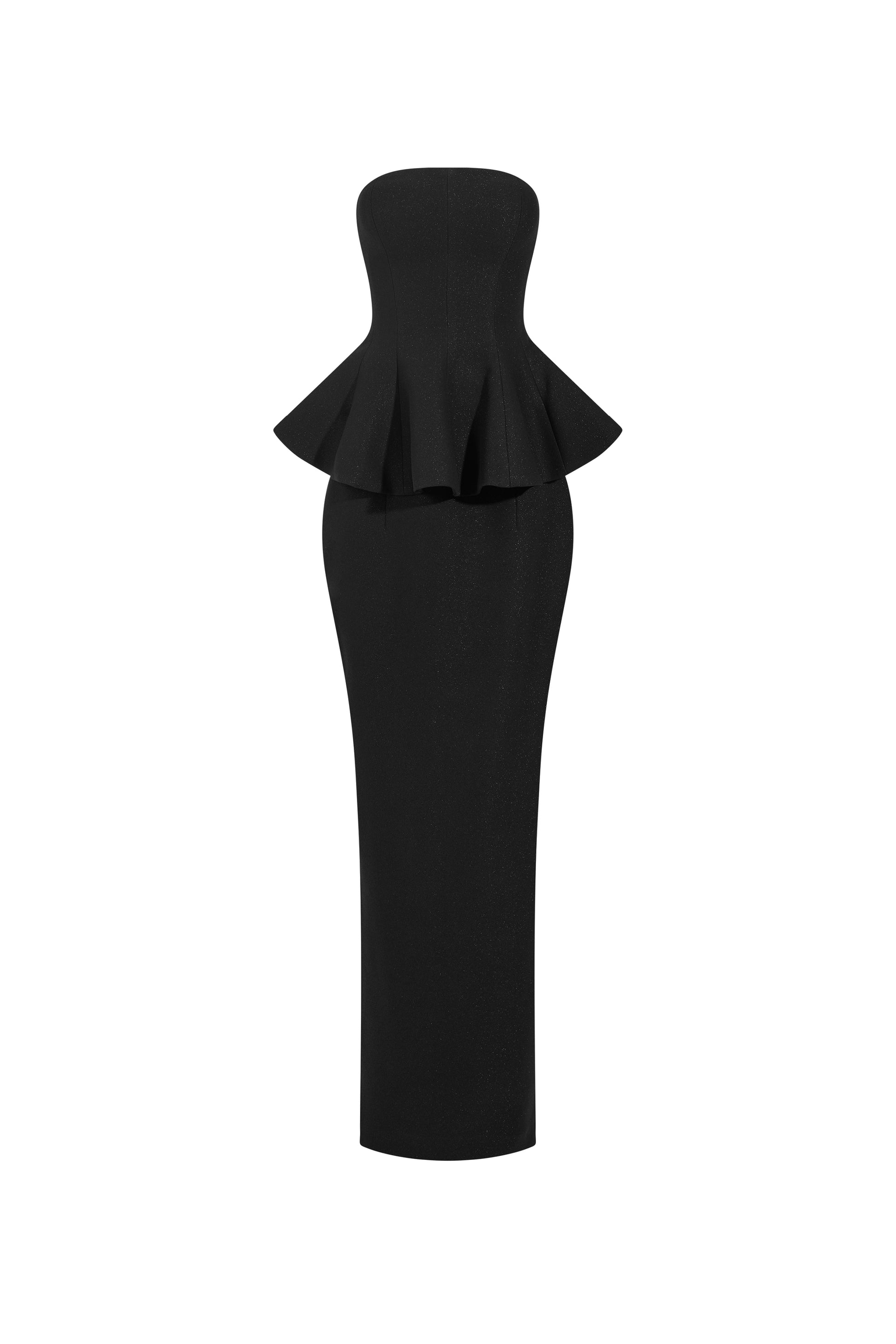 Women's Gwen Peplum Crepe Maxi Dress Customize Black MEAN BLVD Women's Gwen Peplum Crepe Maxi Dress Customize Black MEAN BLVD