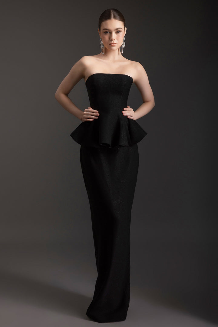 Gwen Peplum Crepe Maxi Dress - MEAN BLVD