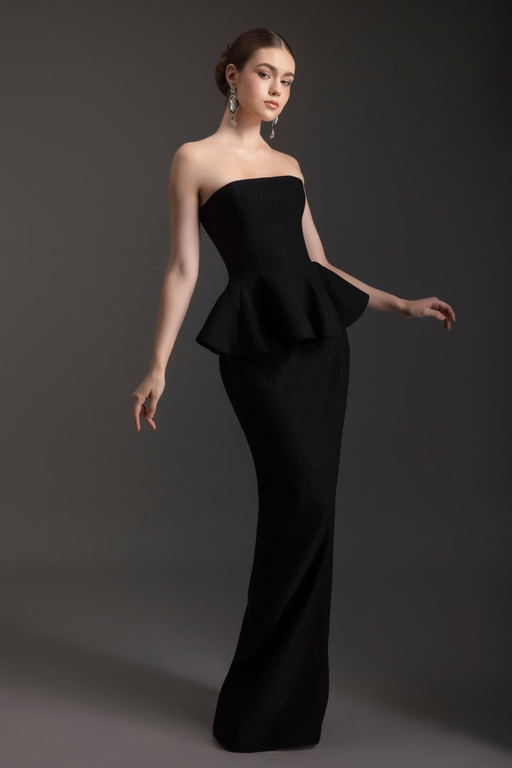 Gwen Peplum Crepe Maxi Dress - MEAN BLVD