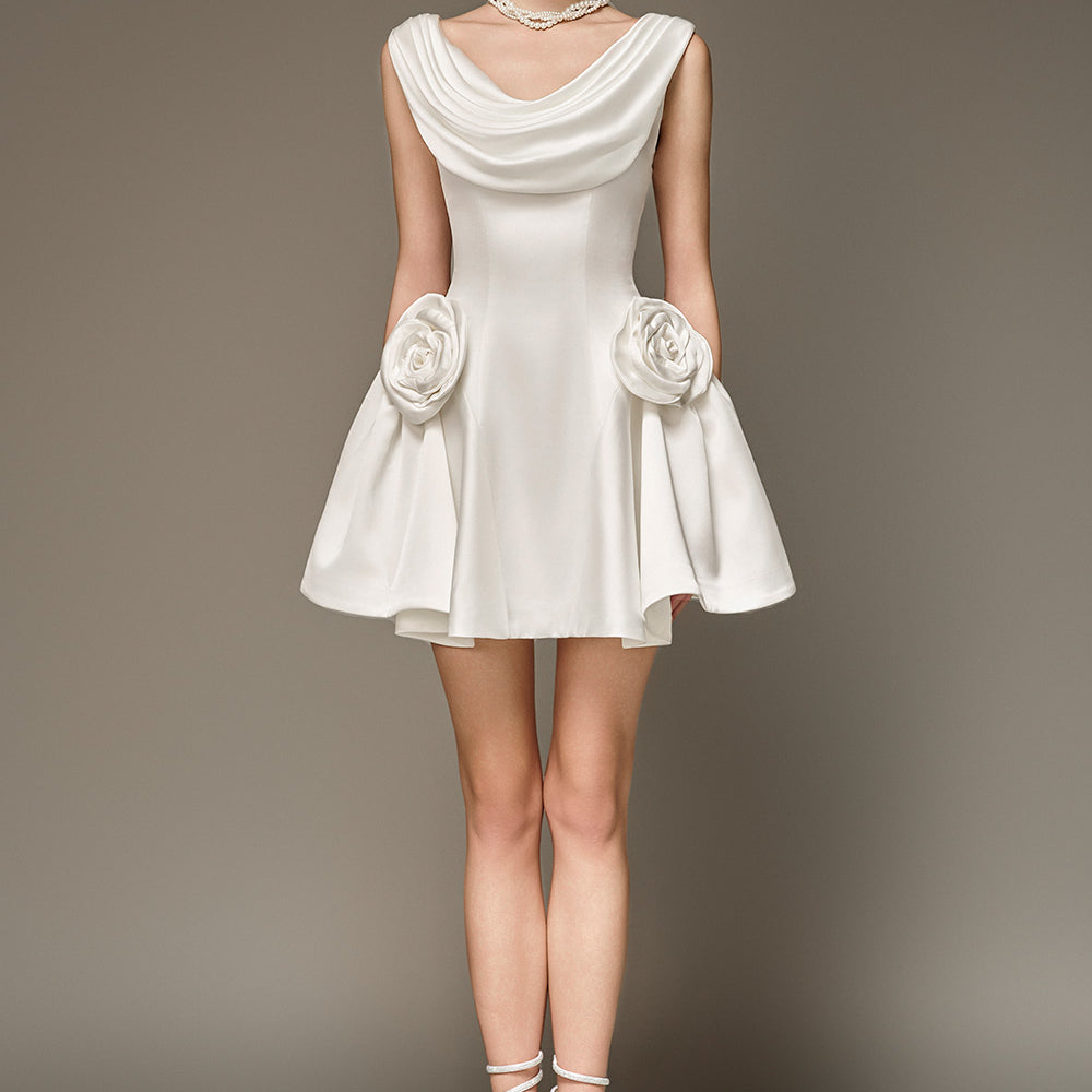 Herslay Flared Cowl Neck Silk Mini Dress