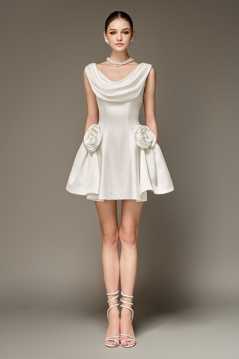Herslay Flared Cowl Neck Silk Mini Dress