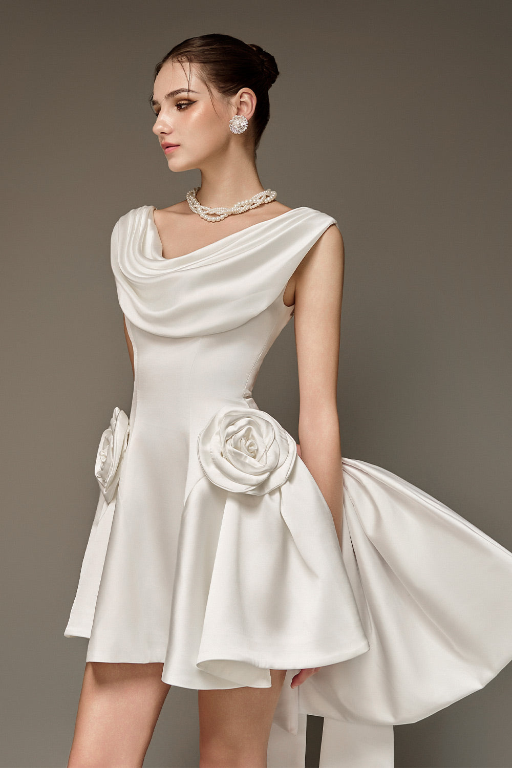Herslay Flared Cowl Neck Silk Mini Dress
