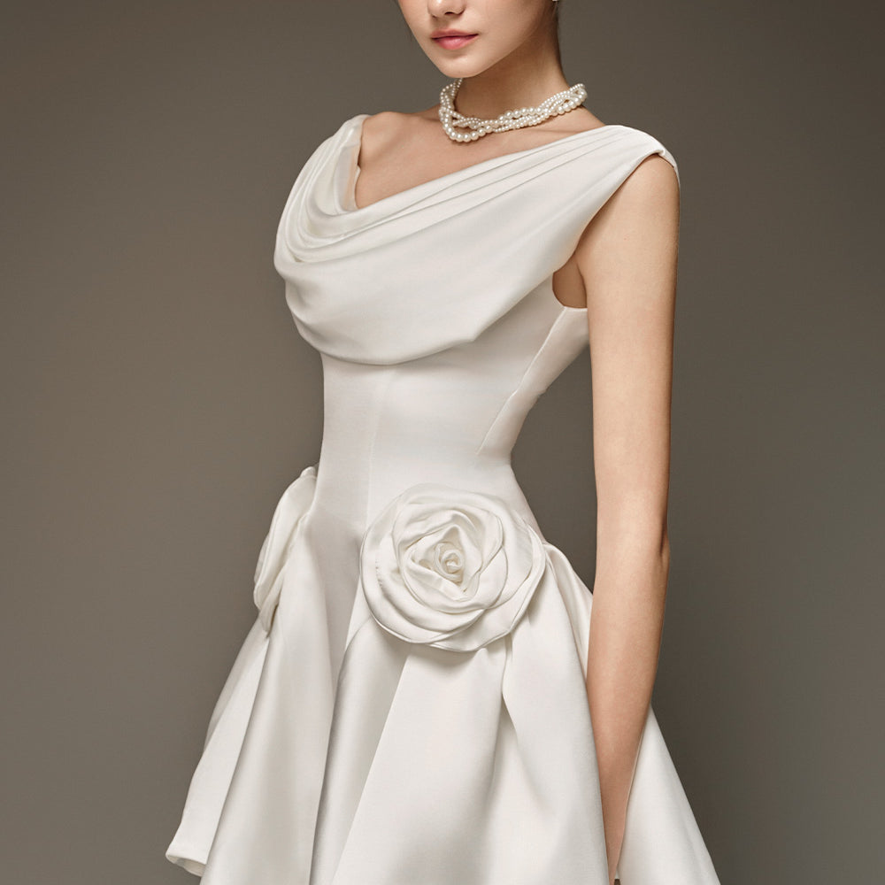 Herslay Flared Cowl Neck Silk Mini Dress