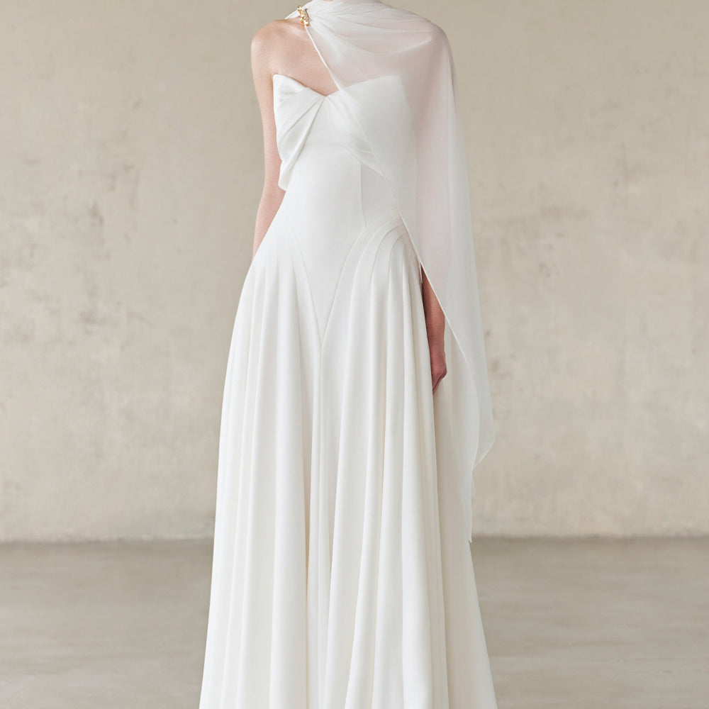 Habiba Cape Sleeve Draped Maxi Dress - MEAN BLVD