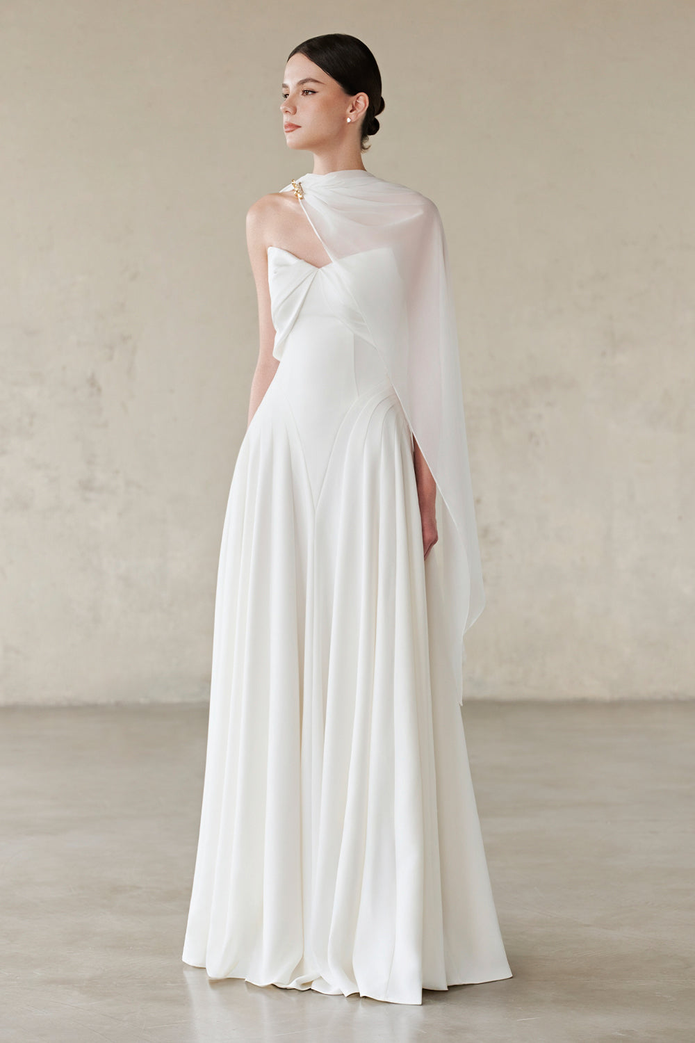 Women's Habiba Cape Sleeve Draped Maxi Dress S/M/L/Customize White MEAN BLVD White / L Women's Habiba Cape Sleeve Draped Maxi Dress S/M/L/Customize White MEAN BLVD White / L