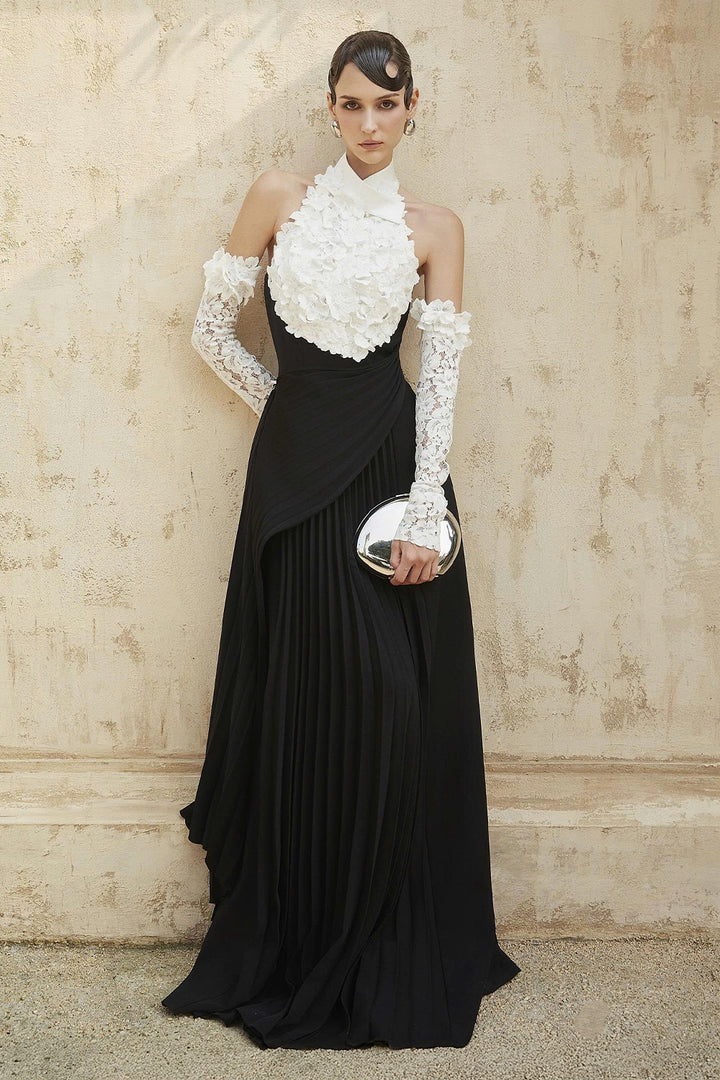 Hamilton Halter Neck Pleated Maxi Dress - MEAN BLVD