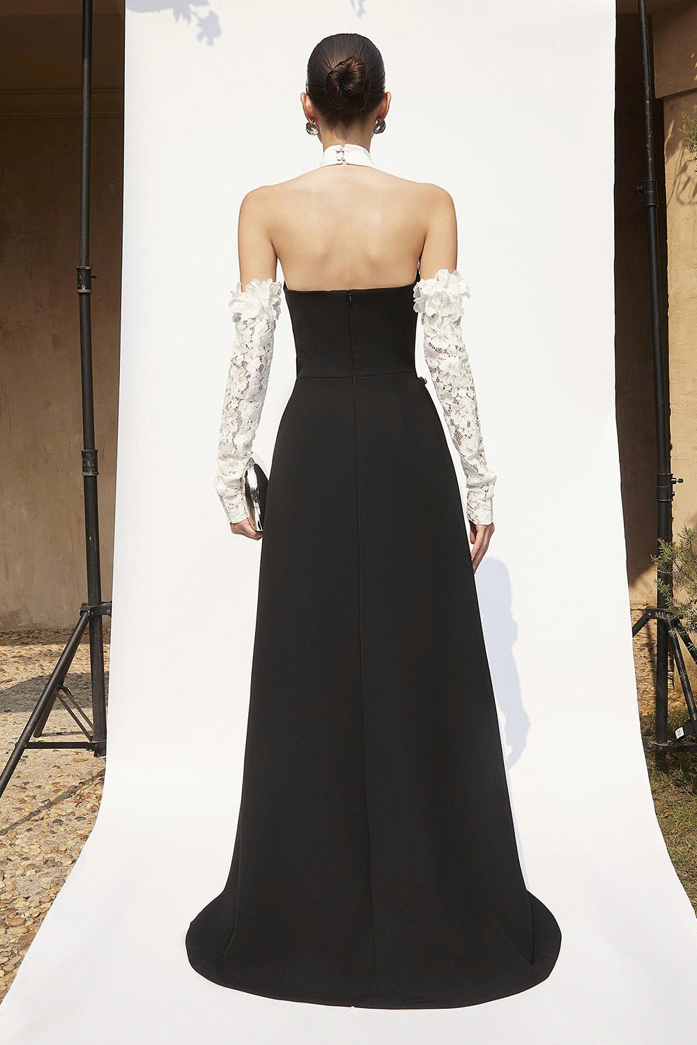 Women's Hamilton Halter Neck Pleated Maxi Dress S/M/L/XL/XXL/Customize White & Black MEAN BLVD Women's Hamilton Halter Neck Pleated Maxi Dress S/M/L/XL/XXL/Customize White & Black MEAN BLVD