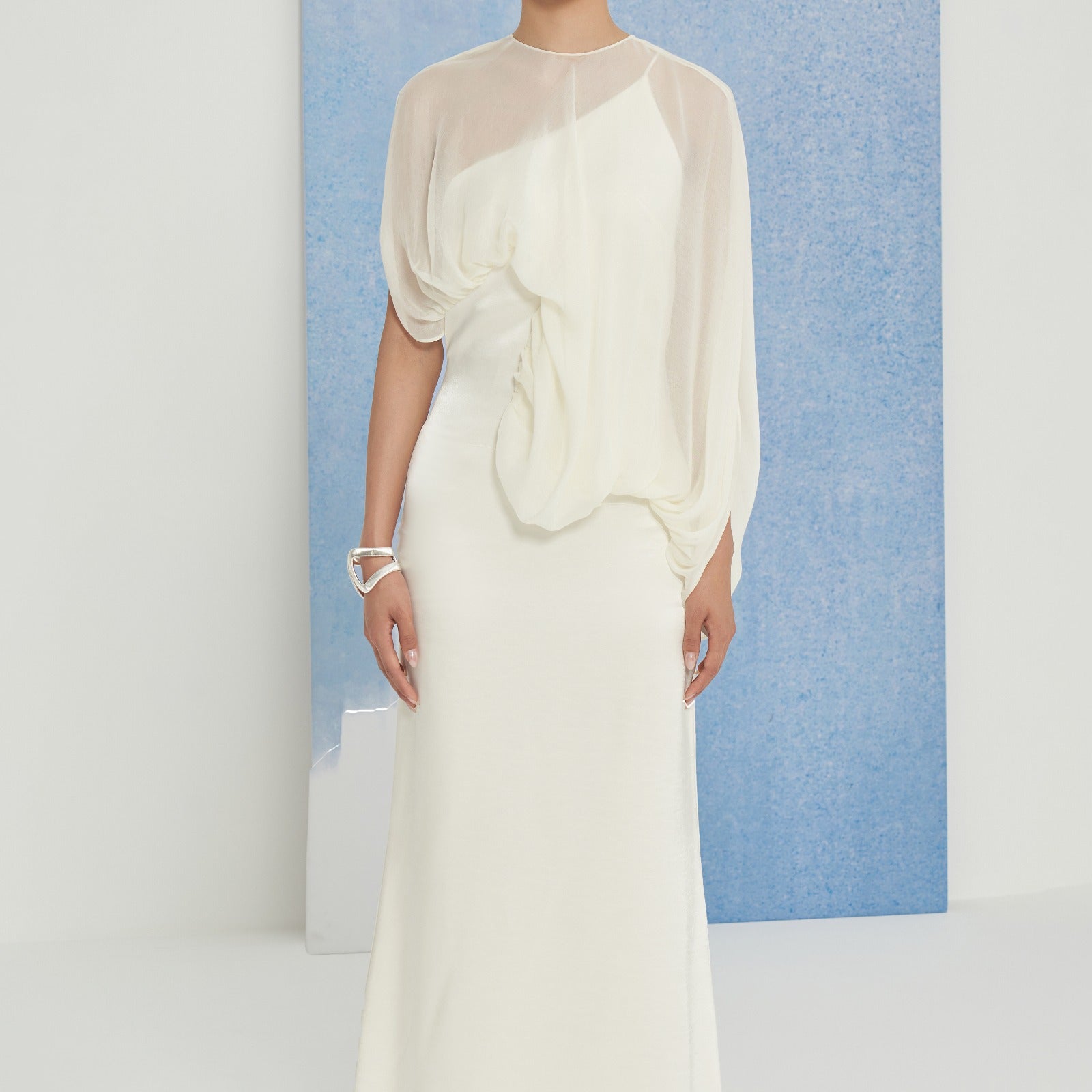 Hebe Asymmetric Sleeve Maxi Dress - MEAN BLVD