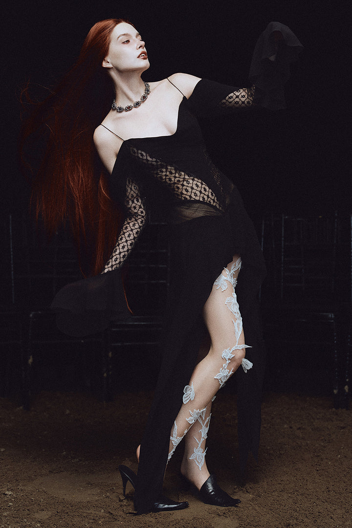 Hecate Cold Shoulder Sleeve Lace Mini Dress - MEAN BLVD