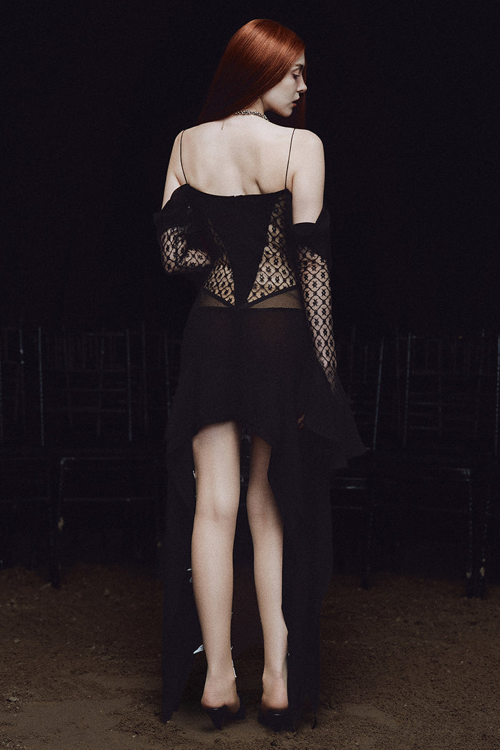 Hecate Cold Shoulder Sleeve Lace Mini Dress - MEAN BLVD