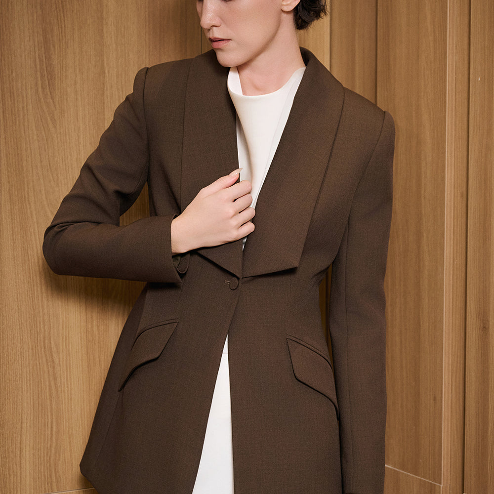 Helena V-Neck Twill Blazer