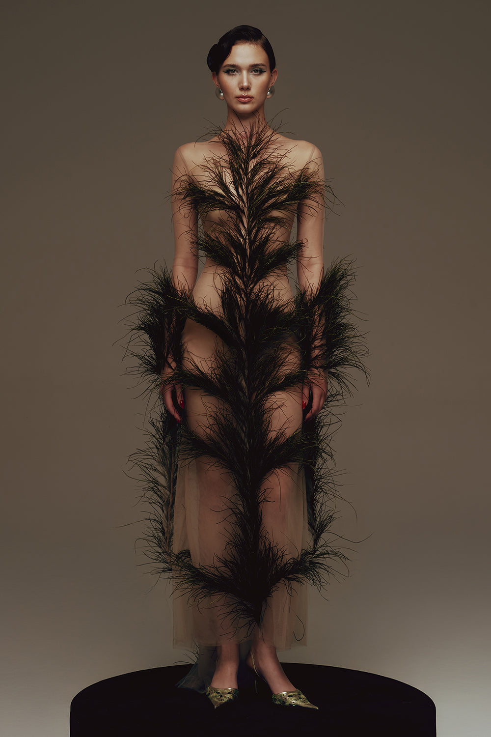 Hera Illusion Feather Maxi Dress - MEAN BLVD