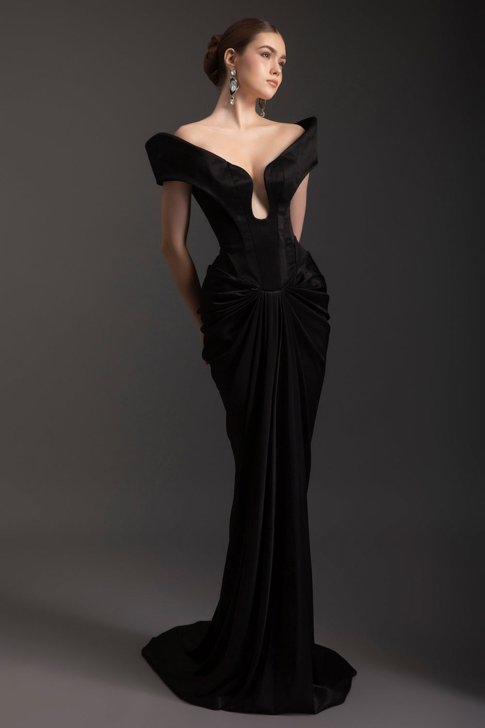Women's Hollywood Wrap Gathering Maxi Dress Customize Black Mean Blvd Women's Hollywood Wrap Gathering Maxi Dress Customize Black Mean Blvd