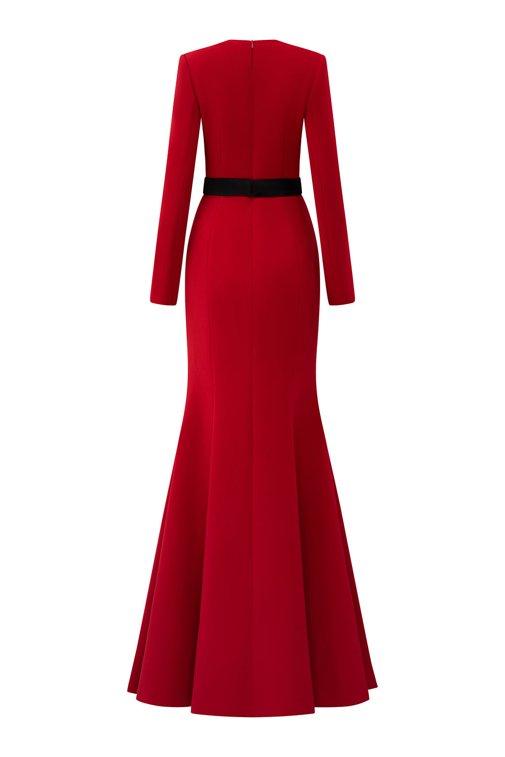 Aarna Trumpet Trapeze Neck Crepe Floor Length Dress