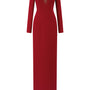 Paris Sheath Plunge Neck Crepe Floor Length Dress