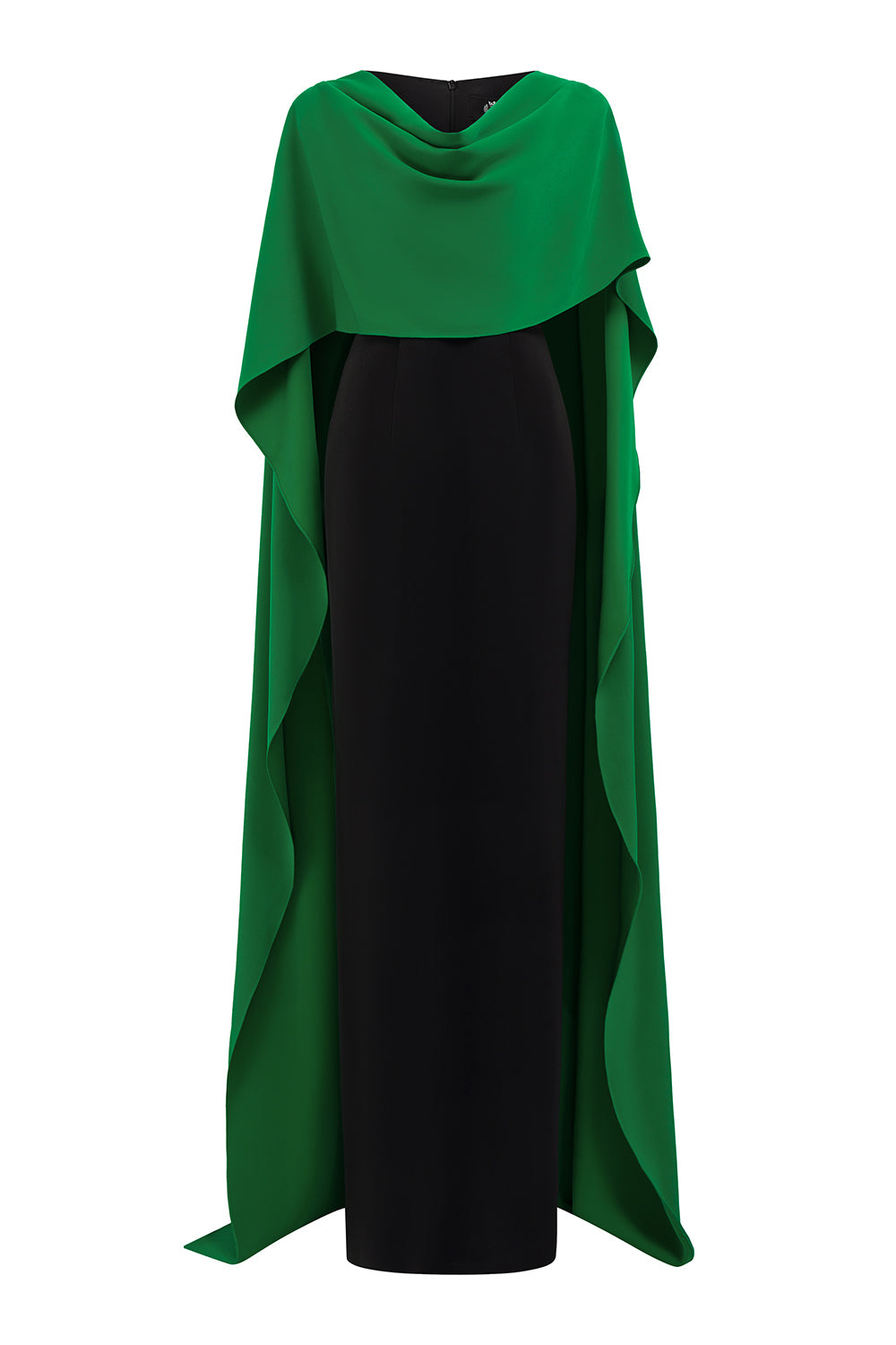 Autumn Cape V-Neck Crepe Floor Length Dress