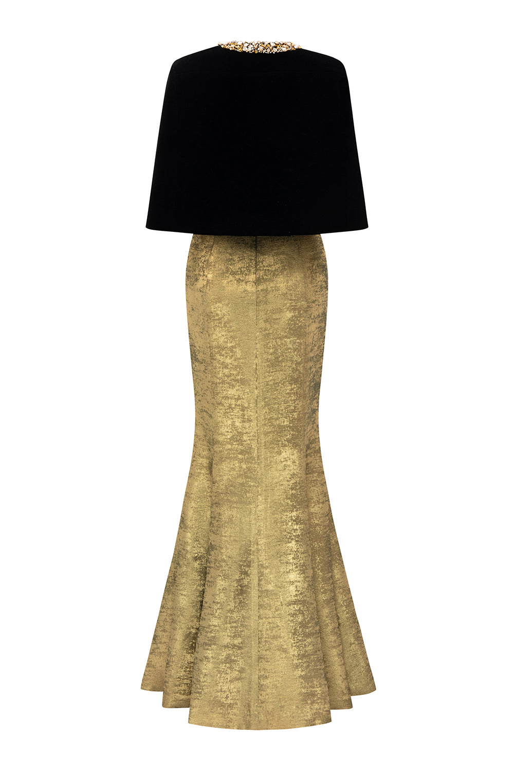 Vera Mermaid Cape Shoulder Silk Floor Length Set