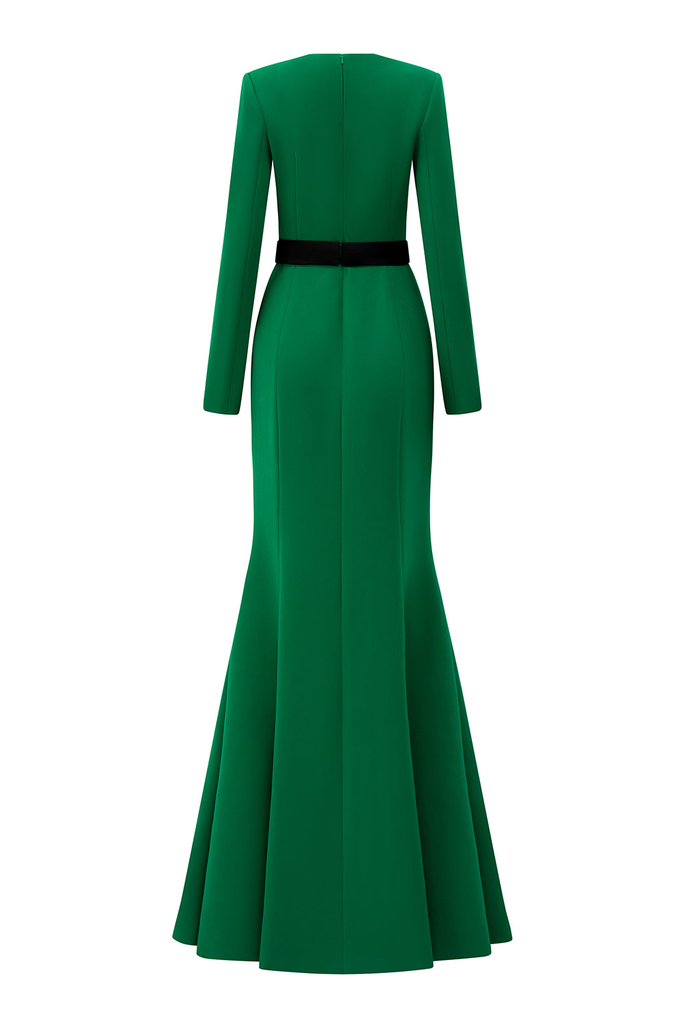 Aarna Trumpet Trapeze Neck Crepe Floor Length Dress