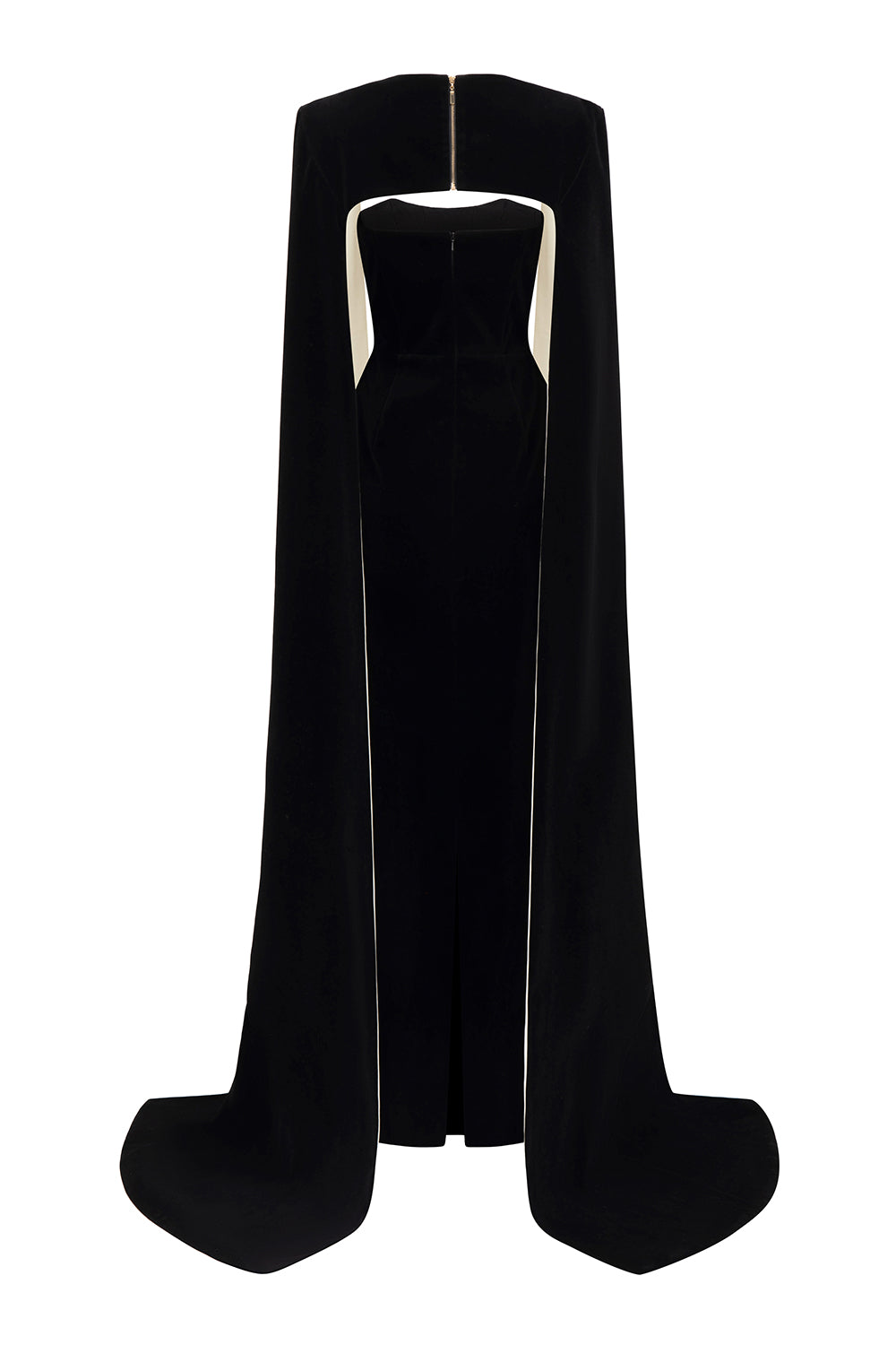 Kallie Sheath Cape Sleeved Velvet Floor Length Set