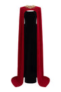 Kallie Sheath Cape Sleeved Velvet Floor Length Set