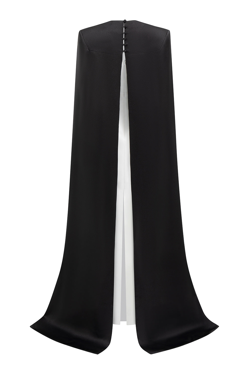 Arya Sheath Cape Shoulder Silk Crepe Floor Length Set