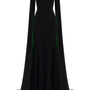 Eleanor Trumpet Hanging Sleeved Silk Crepe Floor Length Dress