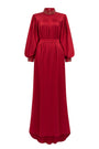 Christina Flared Batwing Sleeved Silk Floor Length Dress