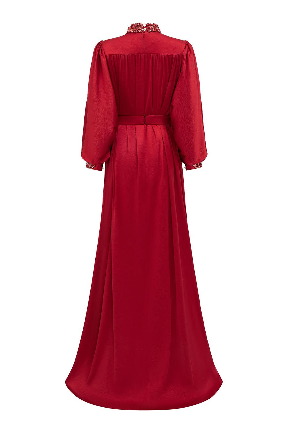 Christina Flared Batwing Sleeved Silk Floor Length Dress