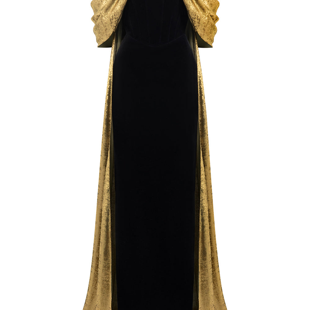 Haisley Sheath Off-Shoulder Silk Crepe Floor Length Dress