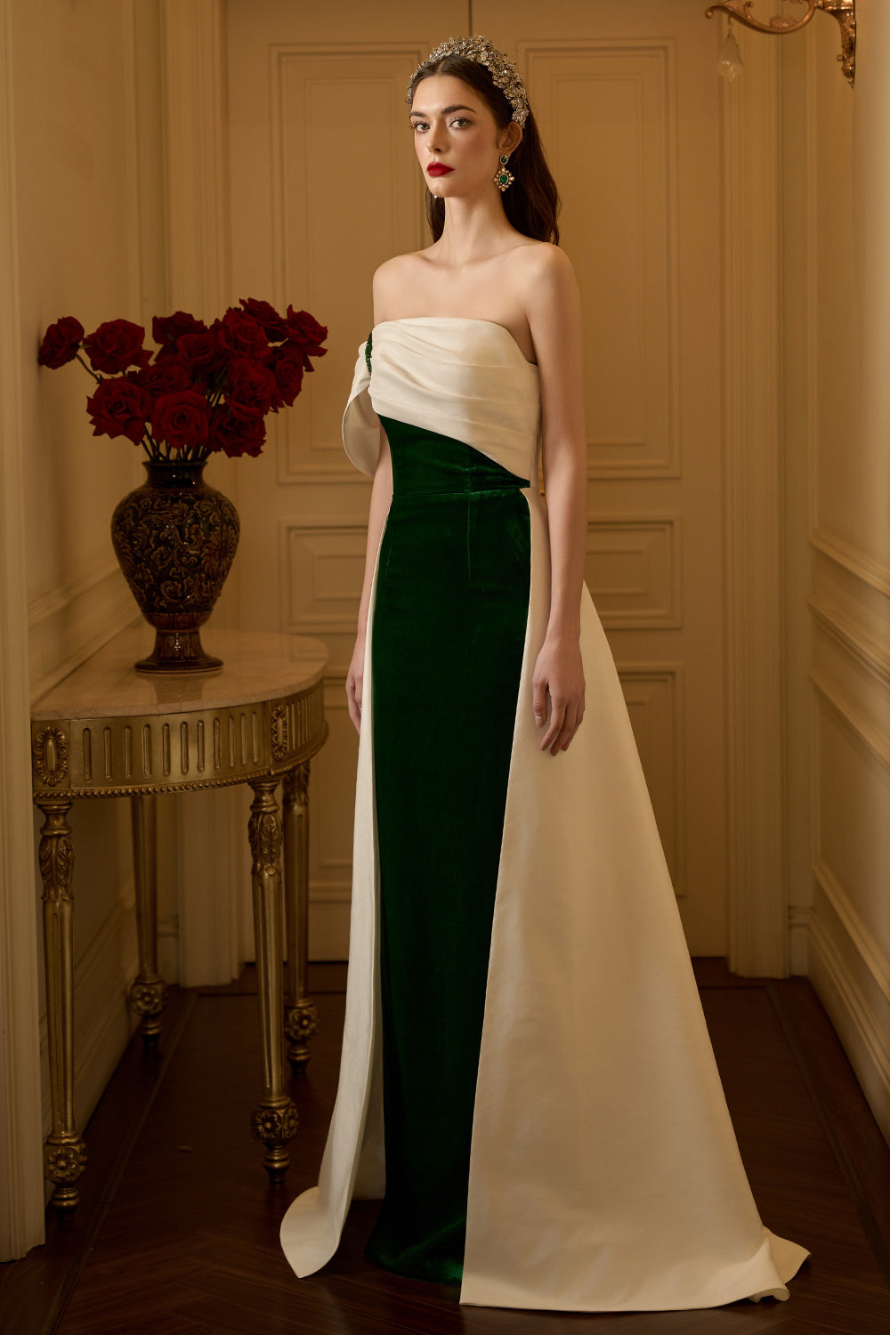 Selah Sheath Extended Flap Velvet Floor Length Dress