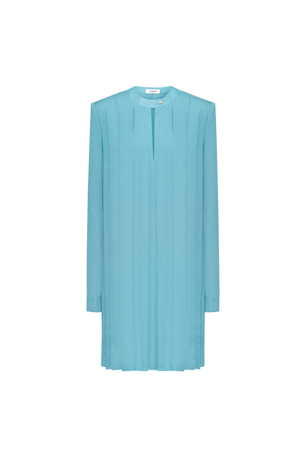 Sorbonne Straight Round Neck Silk Chiffon Mini Dress