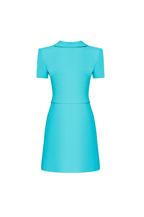 Grenelle Sheath High Neck Silk Crepe Mini Dress