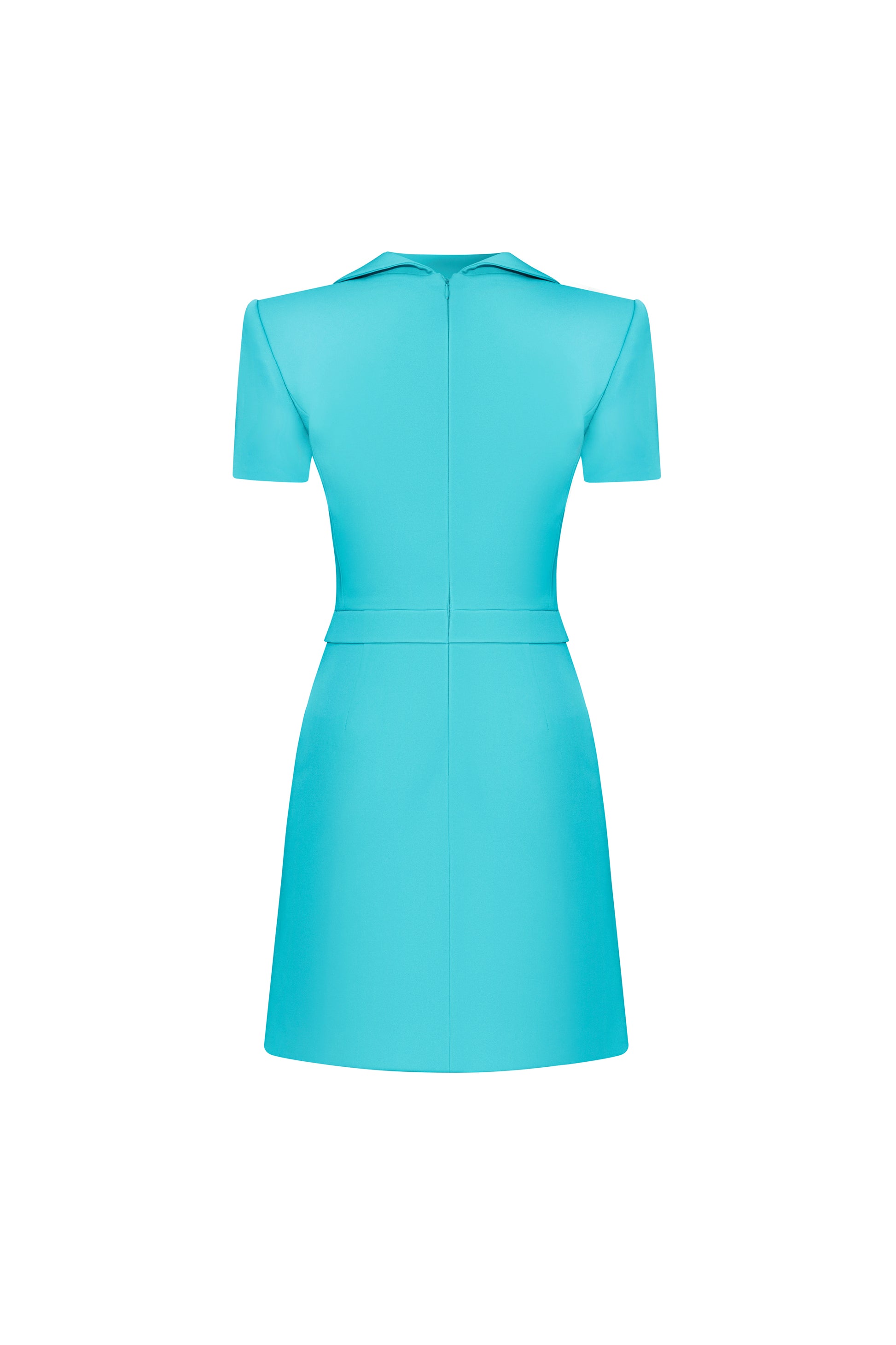 Grenelle Sheath High Neck Silk Crepe Mini Dress