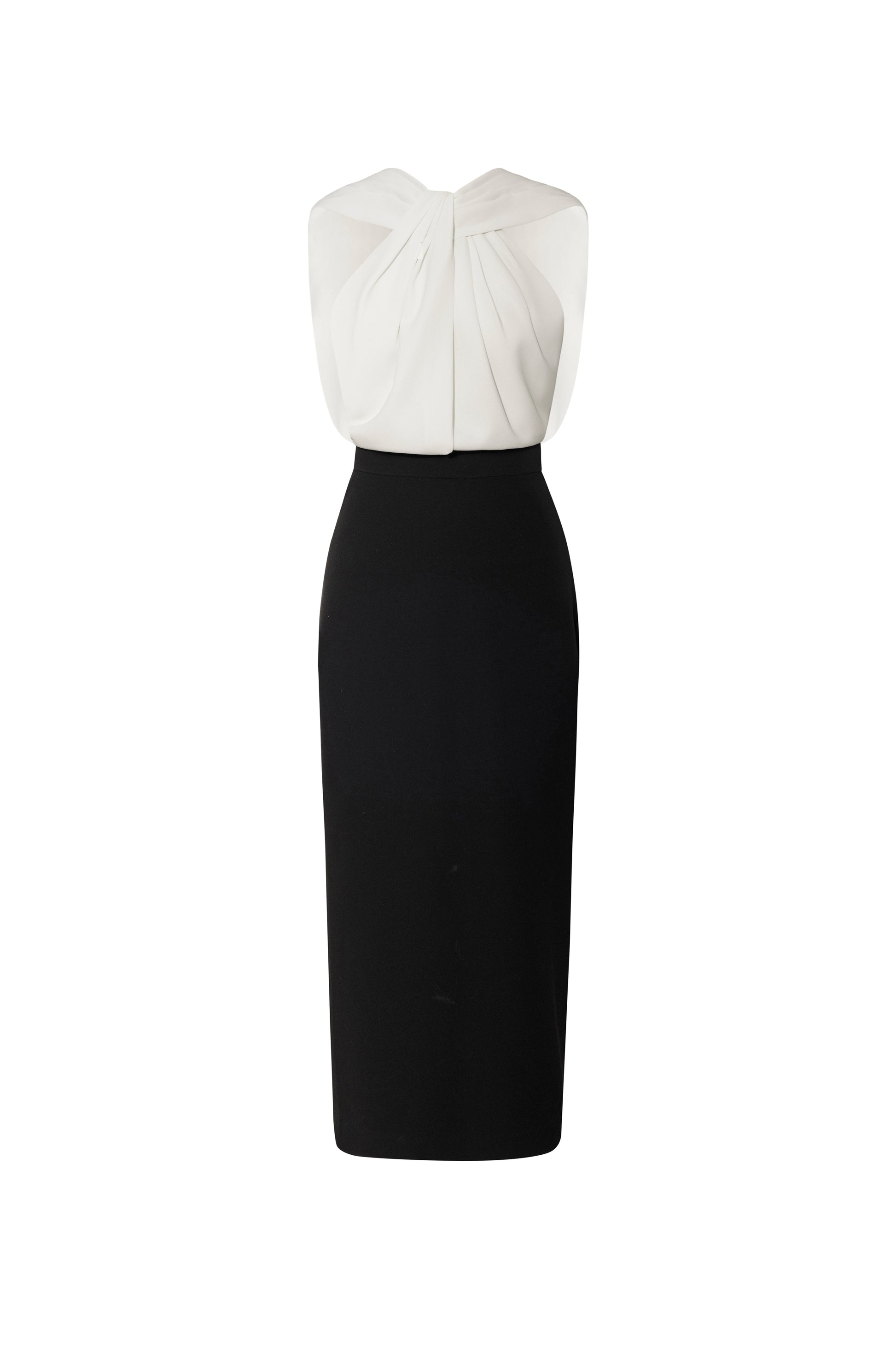 Women's Claude Sheath Halter Neck Crepe Midi Dress XS/S/M/L/XL/XXL/3XL/Customize Black and White MEAN BLVD Women's Claude Sheath Halter Neck Crepe Midi Dress XS/S/M/L/XL/XXL/3XL/Customize Black and White MEAN BLVD