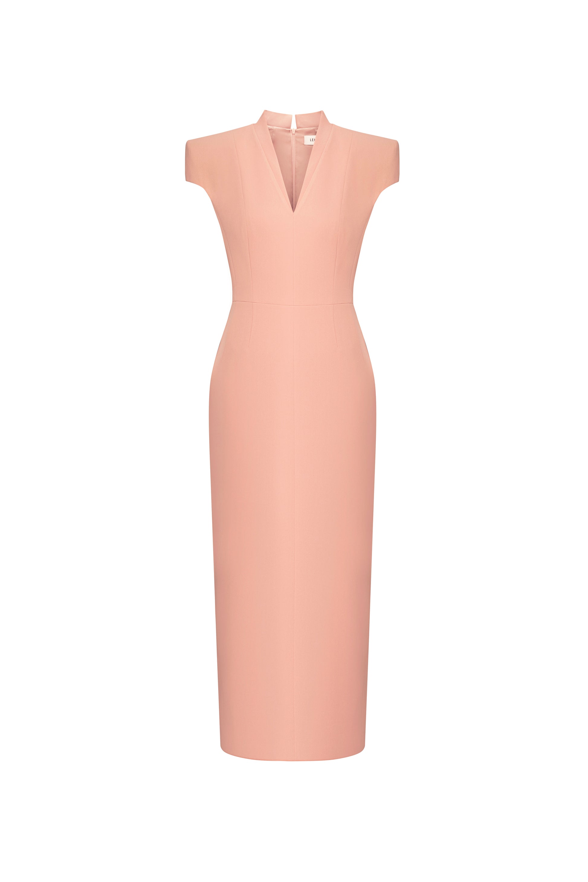 salmon midi dress Reese Crepe Midi Dress in Salmon Pink Rhea Costa
