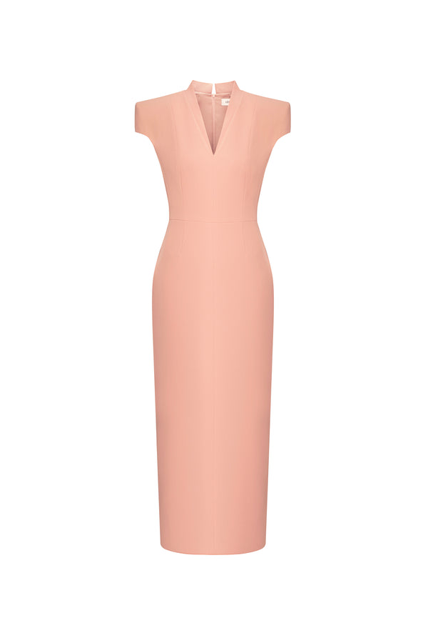 Avignon Sheath V-Neck Silk Midi Dress