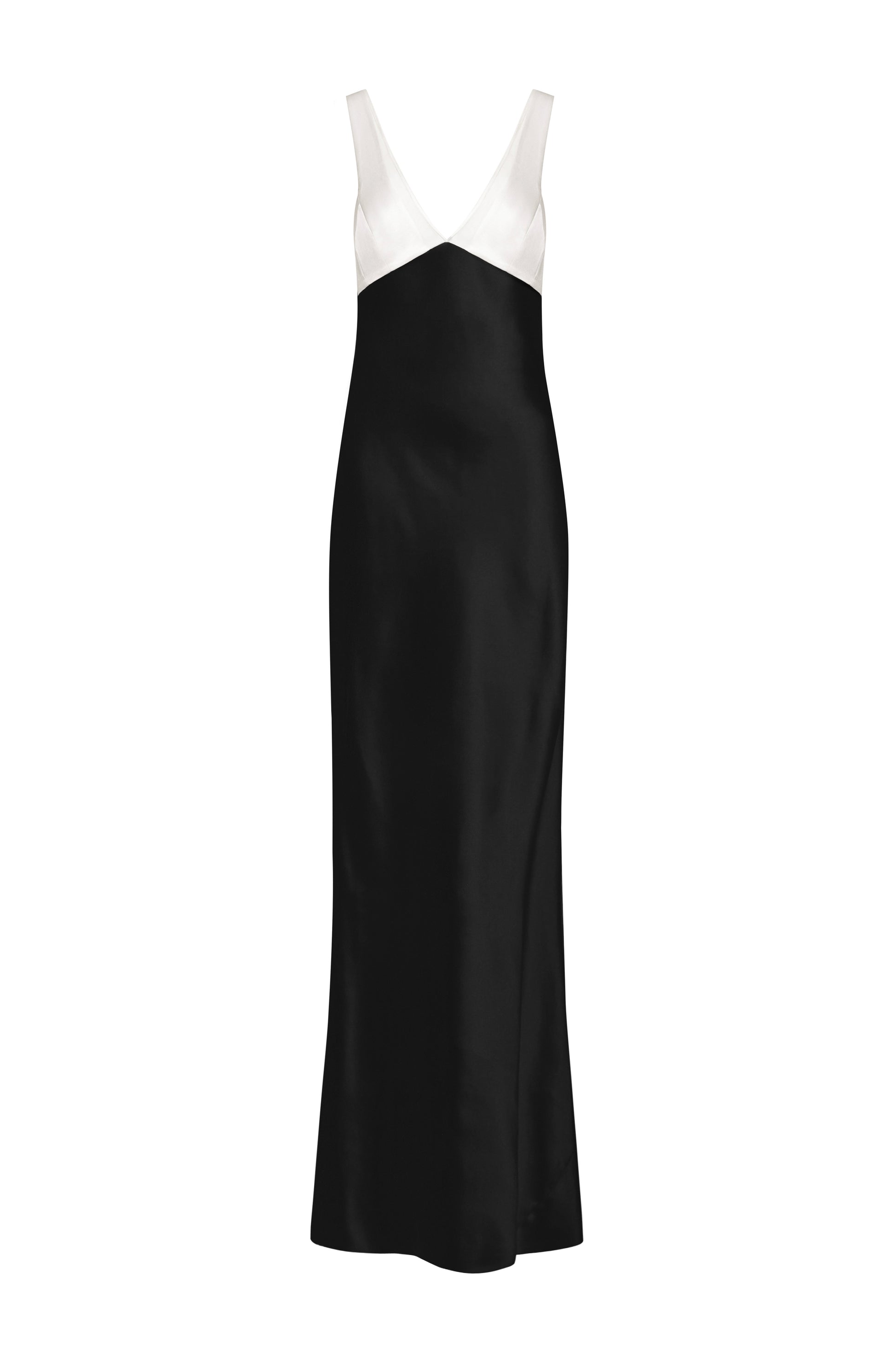 Massena Sheath V-Neck Sateen Maxi Dress