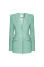 Nanterre Straight V-Neck Silk Crepe Blazer