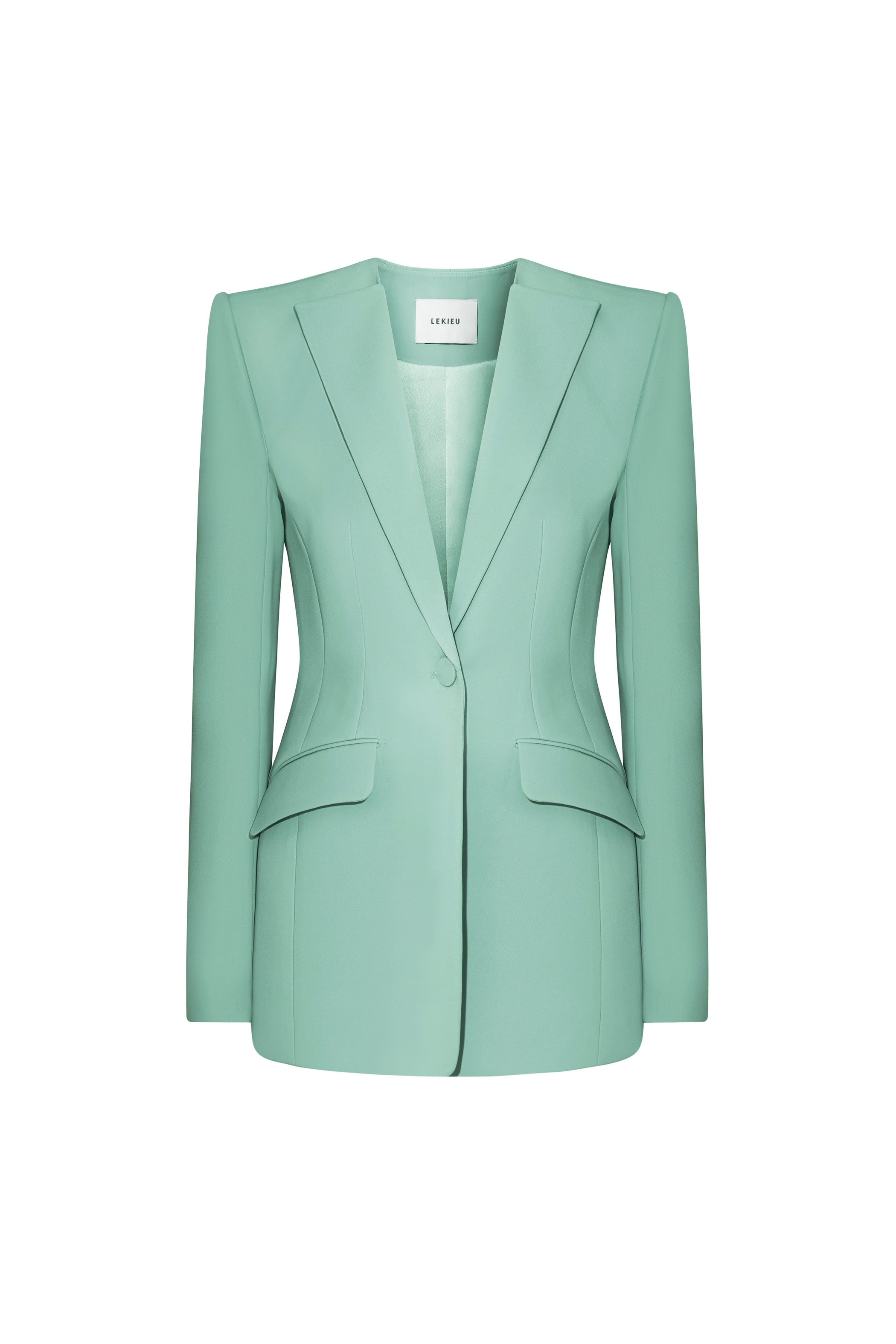 Nanterre Straight V-Neck Silk Crepe Blazer