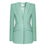 Nanterre Straight V-Neck Silk Crepe Blazer