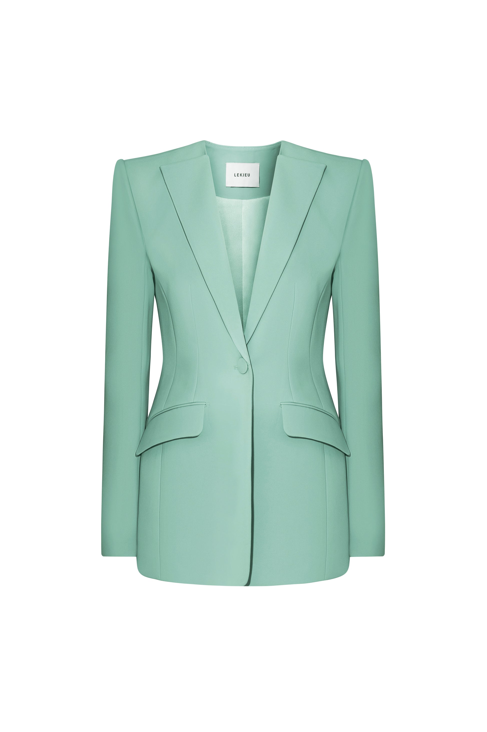 Nanterre Straight V-Neck Silk Crepe Blazer