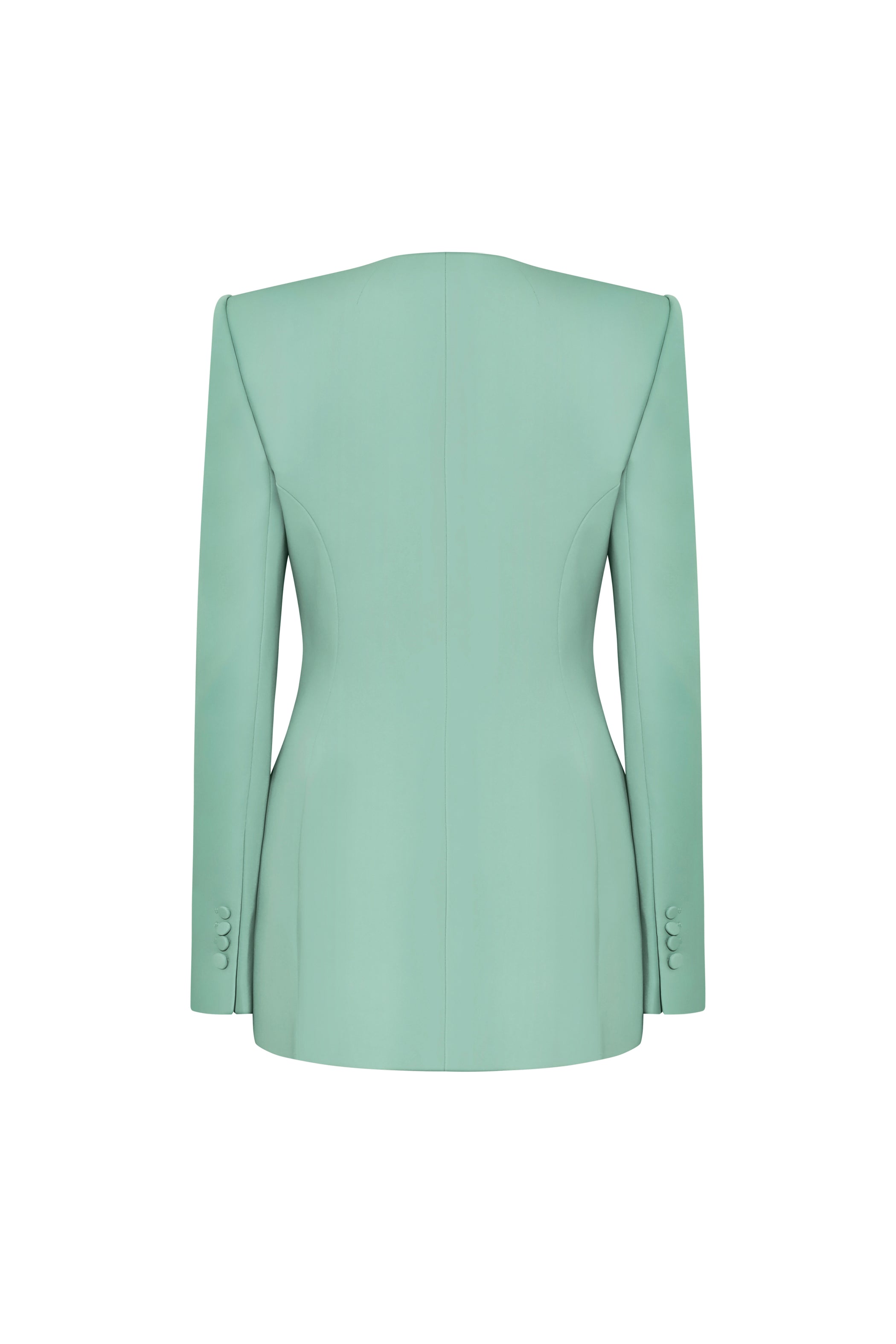 Nanterre Straight V-Neck Silk Crepe Blazer