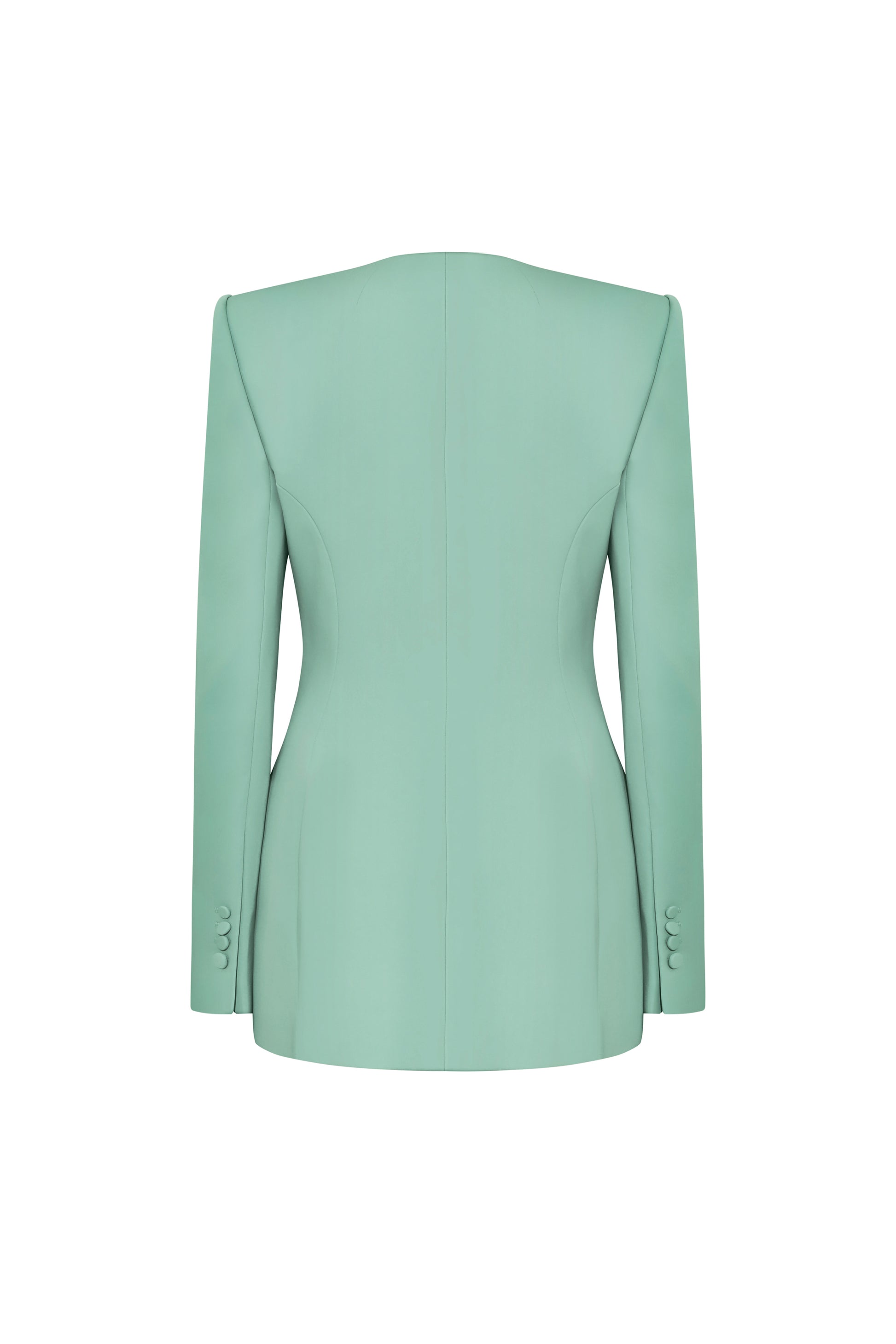 Nanterre Straight V-Neck Silk Crepe Blazer